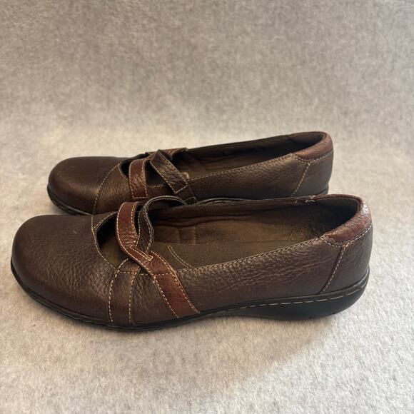 Clarks Bendables Mary Jane Loafer Comfort Shoe Women Size 7 Brown Leather Casual - Picture 2 of 9